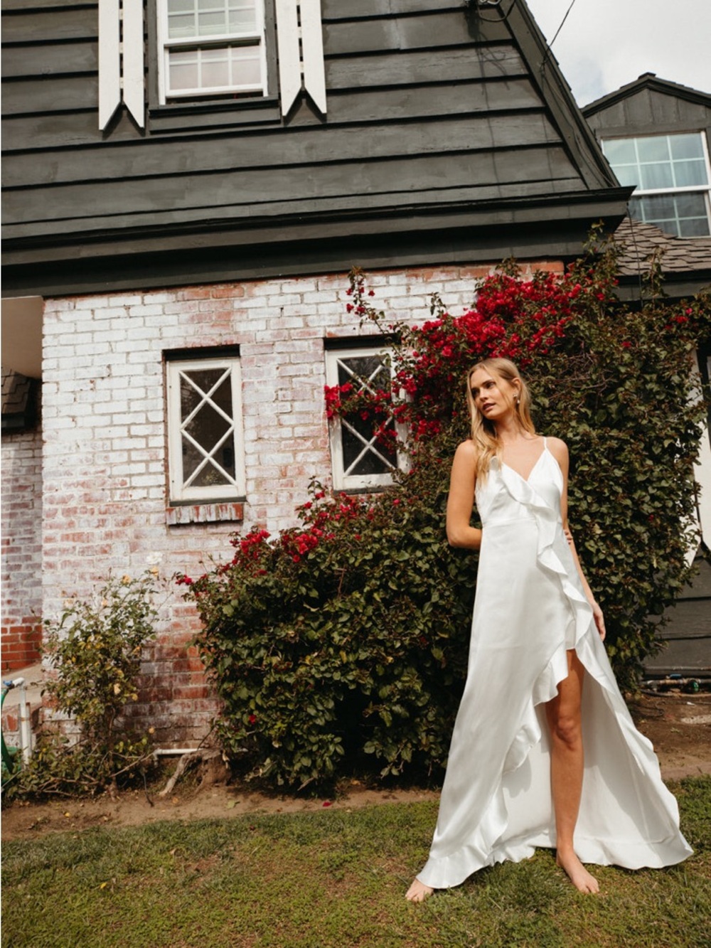 Vow'd White Ruffle High Low Maxi Dress Wedding Gown